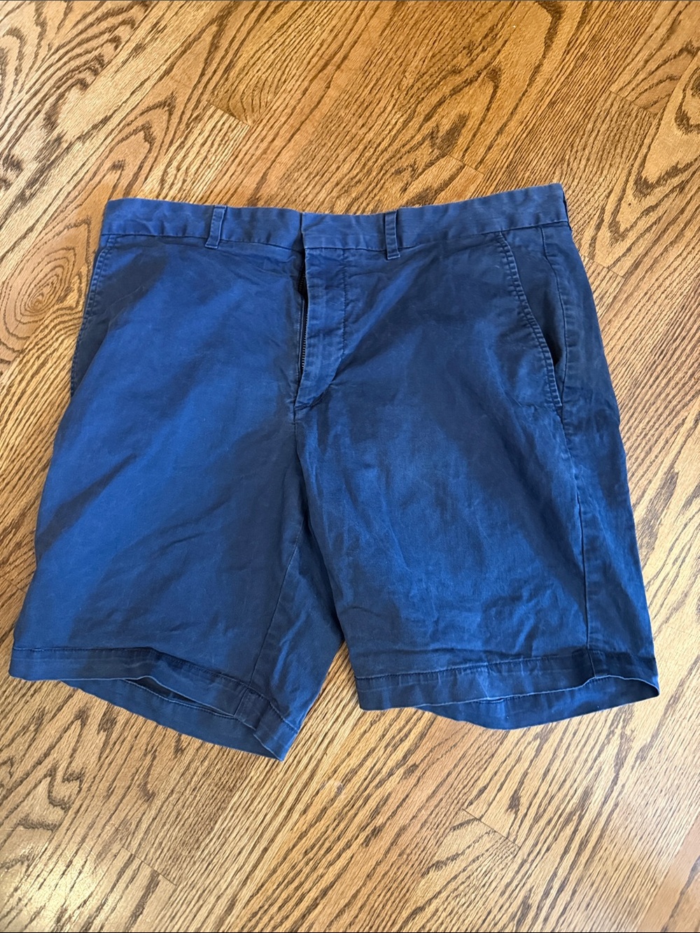 Nordstrom Navy Blue Flat-Front Cotton Shorts